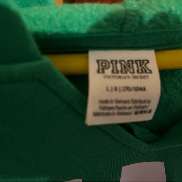 PINK Victoria's Secret Bold Green V-Neck Hoodie - Picture 2 of 3